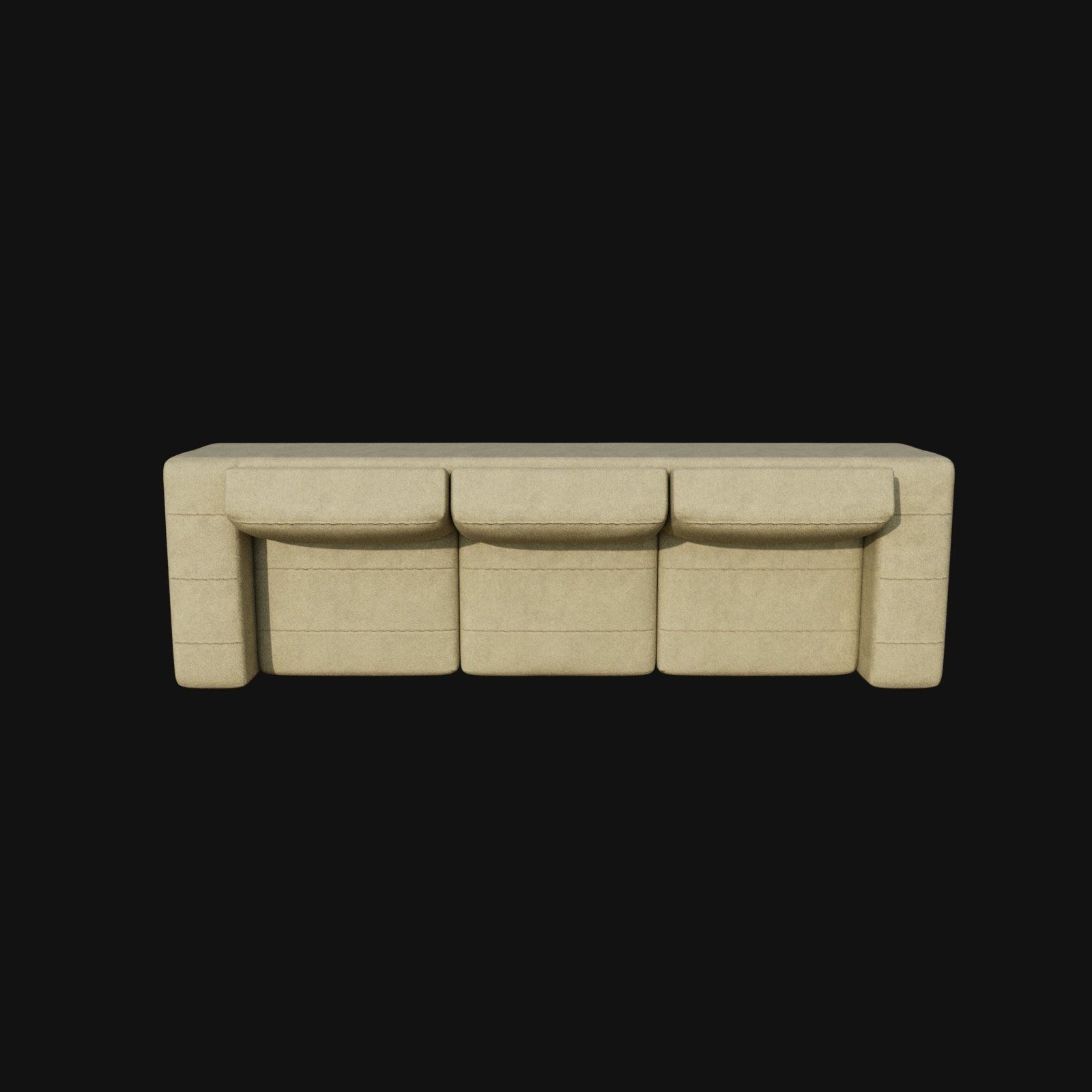 3d model three seater beige sofa seam pattern 3D model_4