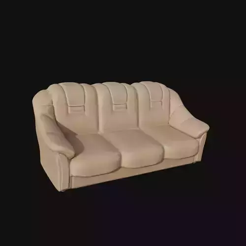 3d Beige leather three seater sofa