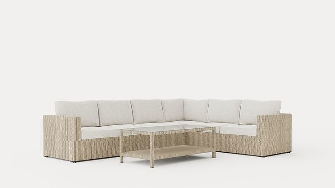 Hosta sofa set Low-poly 3D model