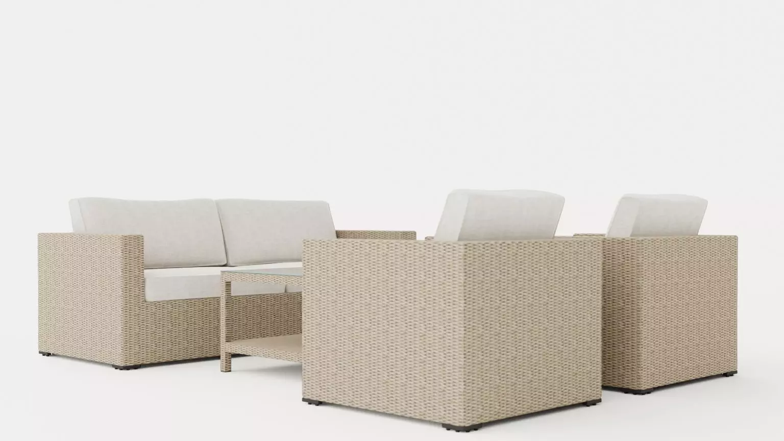 Hosta sofa set Low-poly 3D model_0