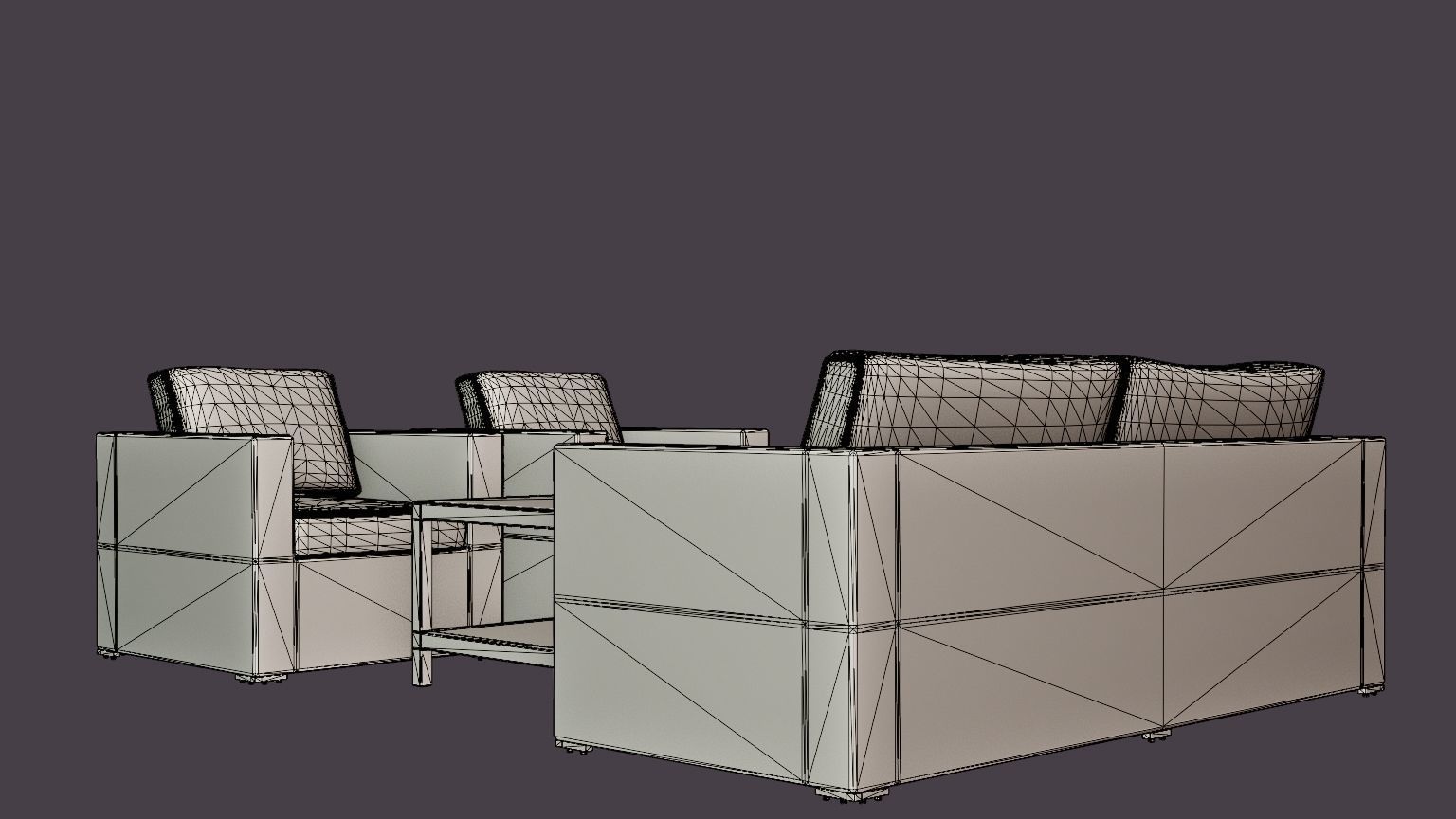 Hosta sofa set Low-poly 3D model_6
