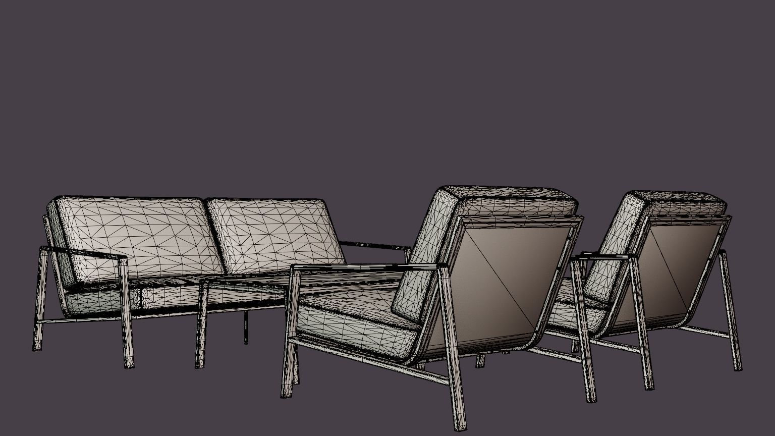 Lyra sofa set Low-poly 3D model_6