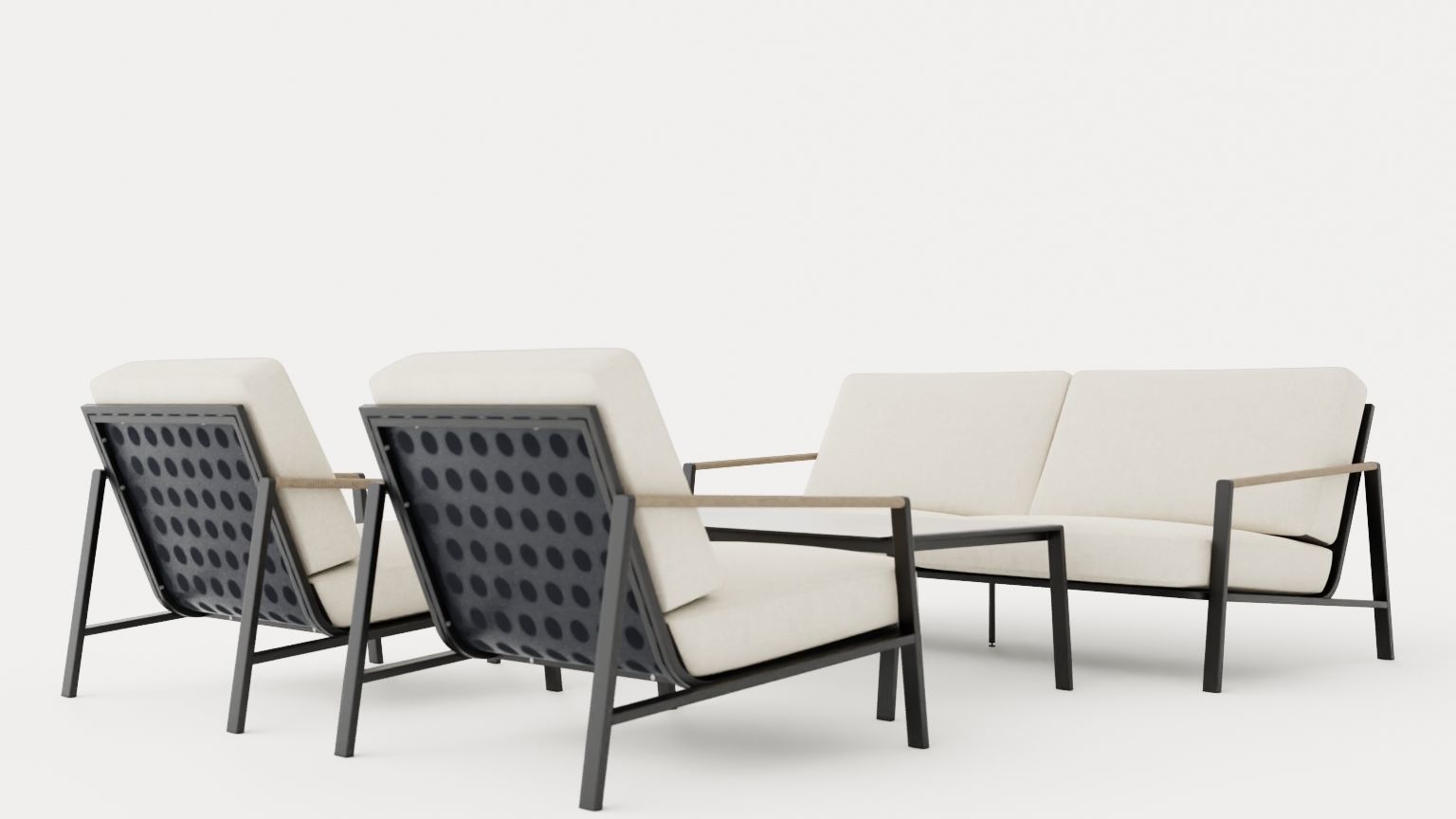 Lyra sofa set Low-poly 3D model_2