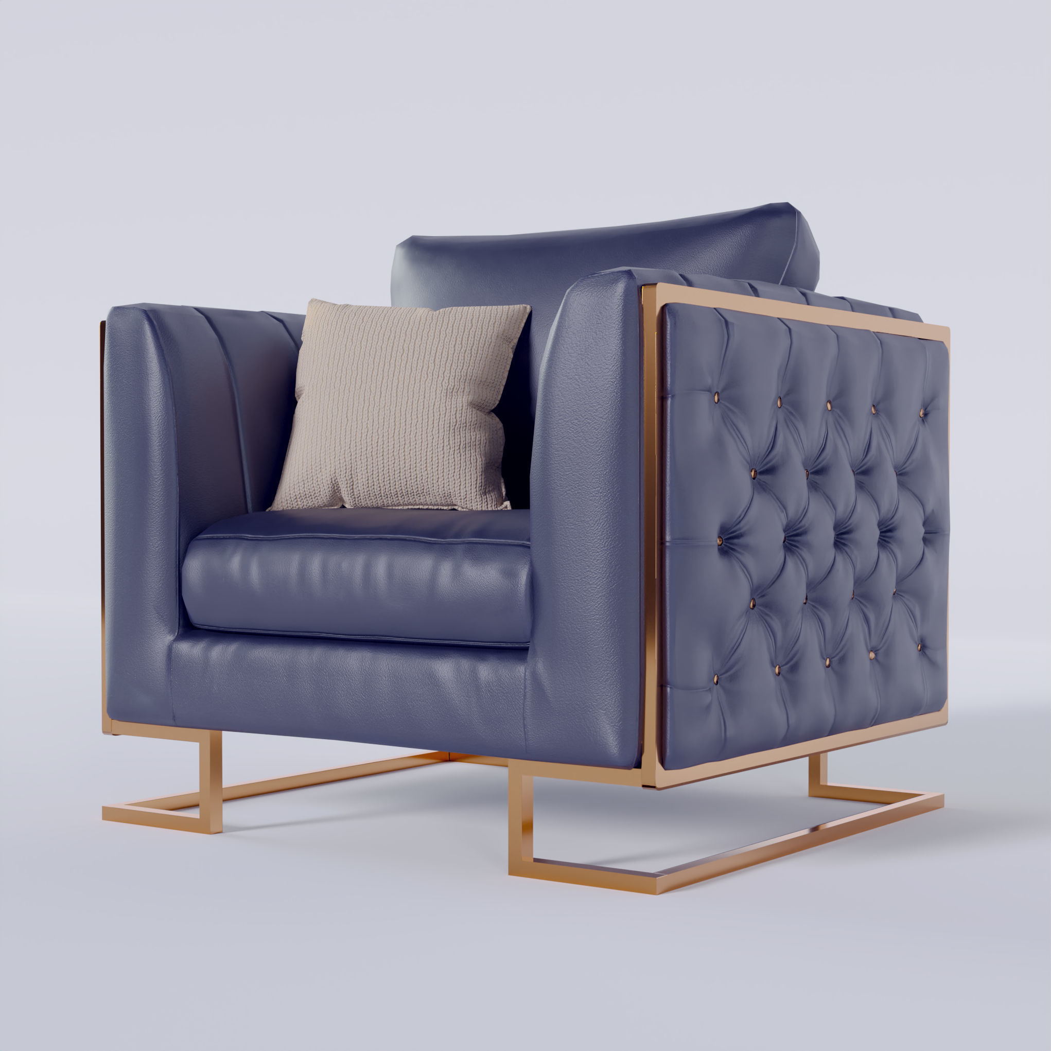 Arm chair Low-poly 3D model_2