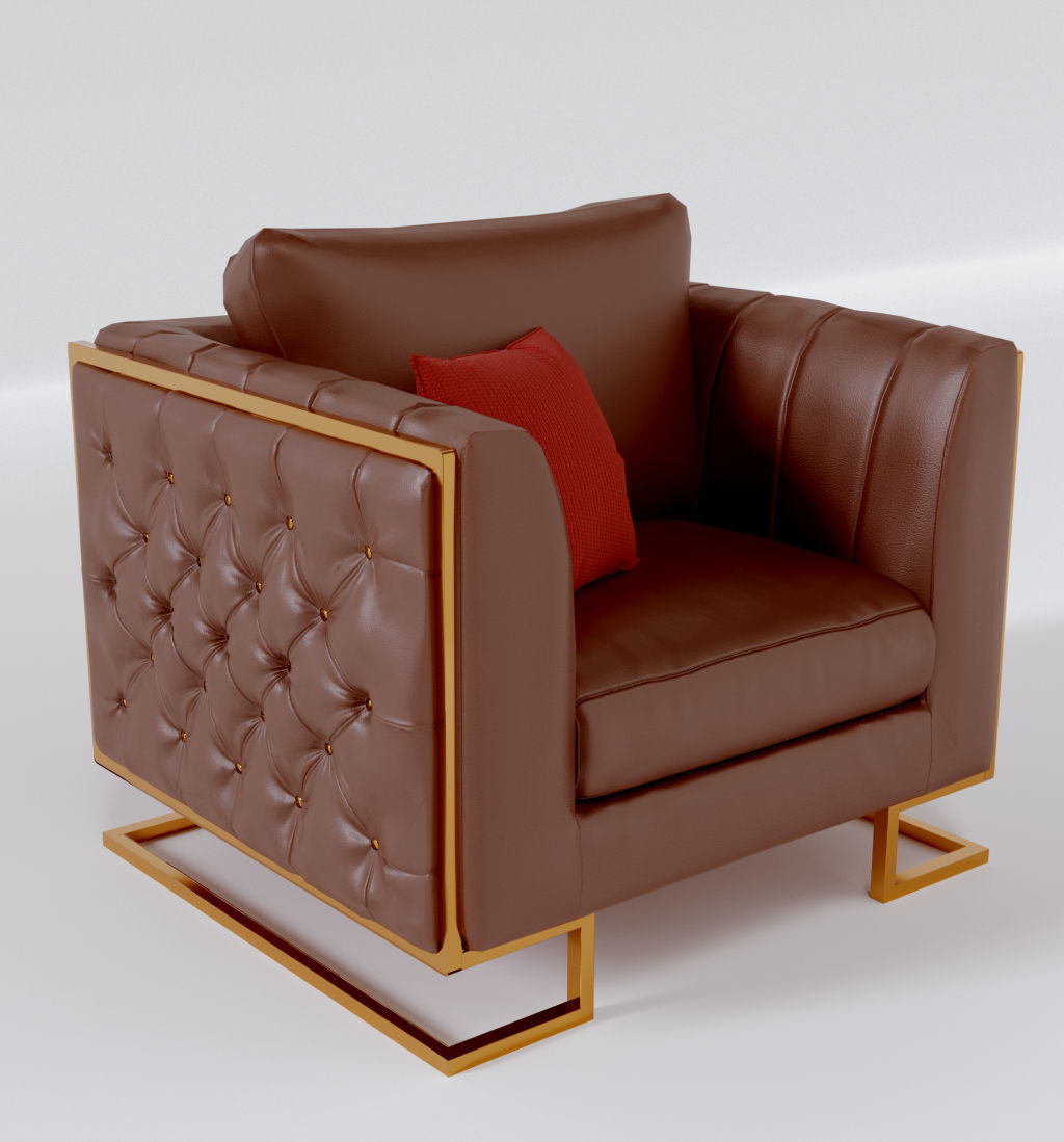 Arm chair Low-poly 3D model_1
