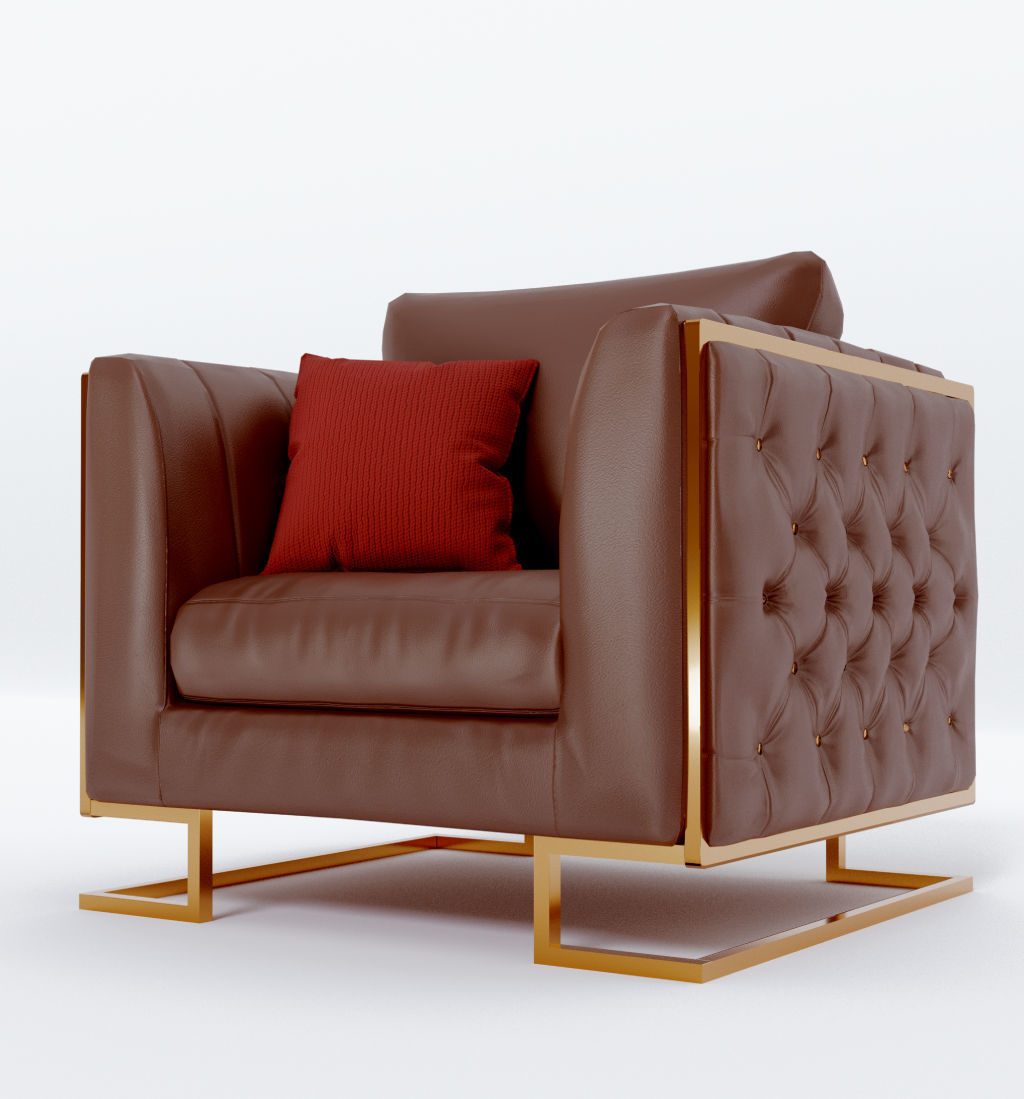 Arm chair Low-poly 3D model_3