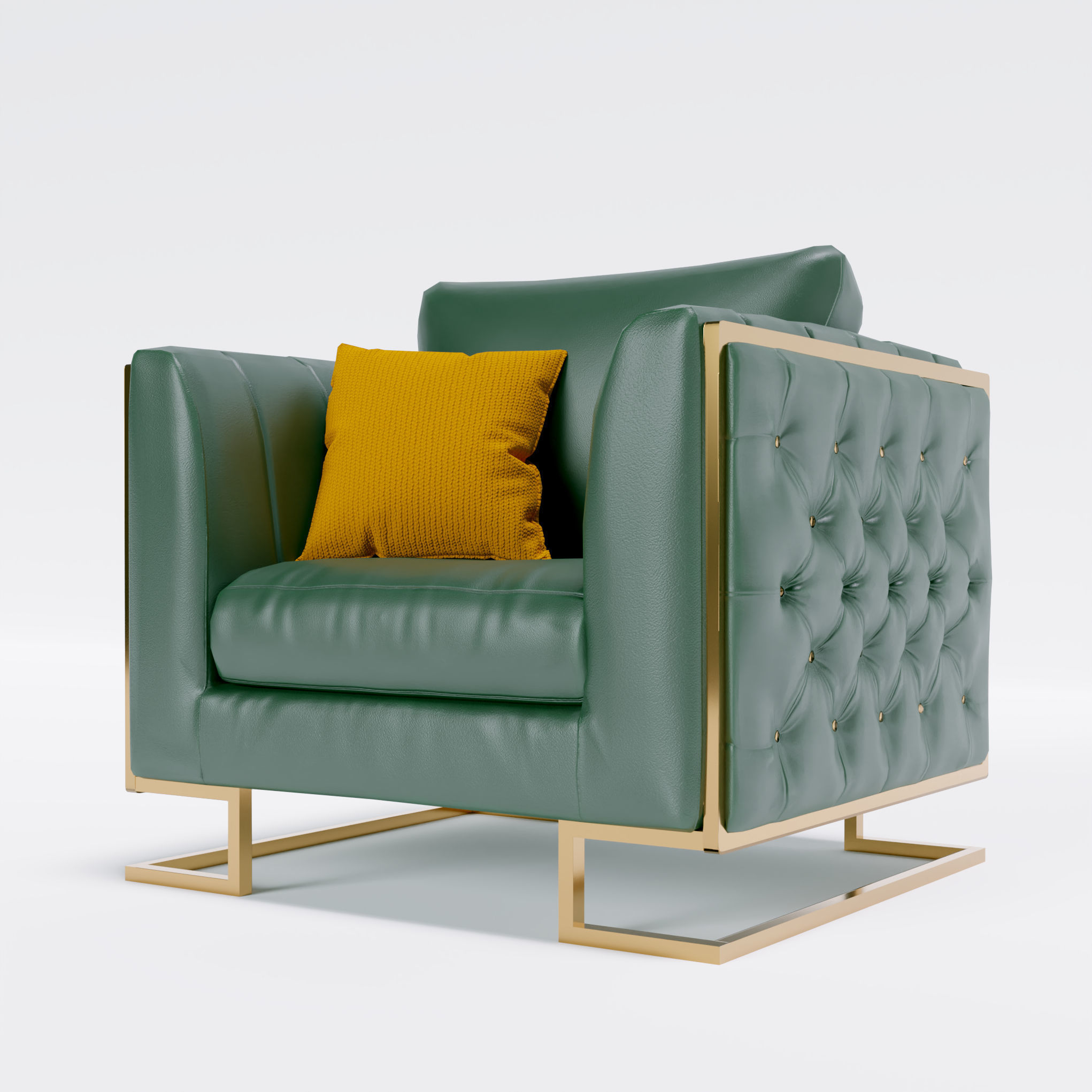 Arm chair Low-poly 3D model_4