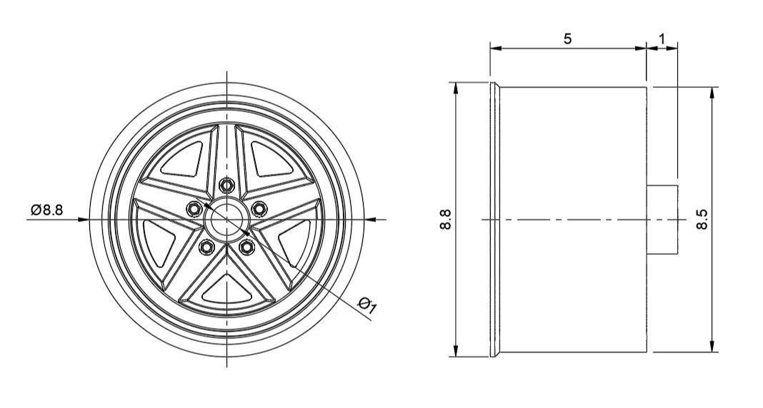 FIFTEEN52 OUTLAW003 RIMS FOR DIECAST 64 SCALE 3D print model_3