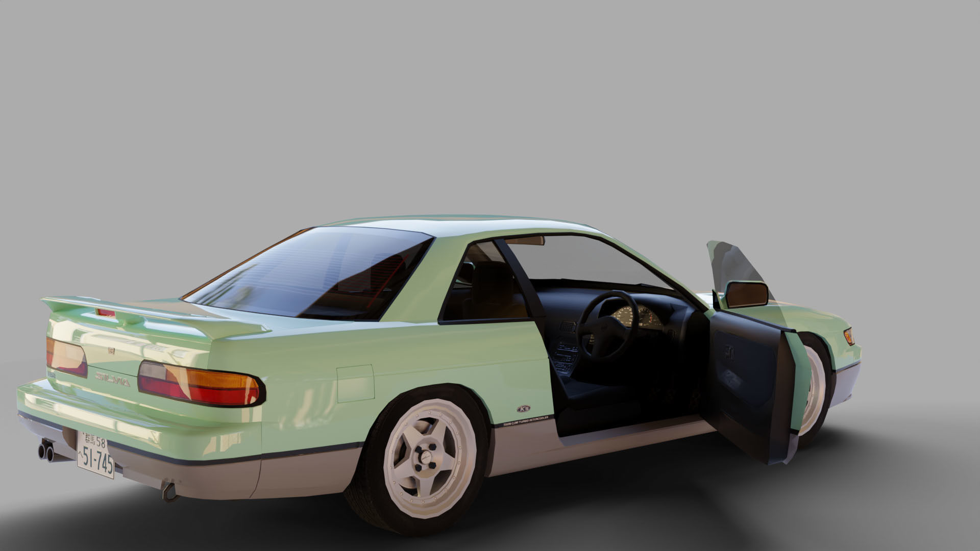 Nissan Silvia S13 Iketani style Low-poly 3D model_10