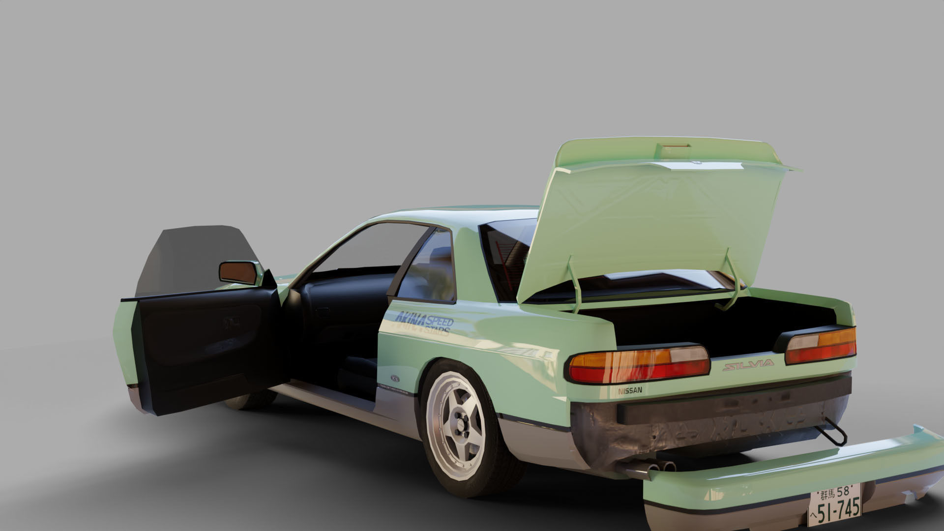 Nissan Silvia S13 Iketani style Low-poly 3D model_11