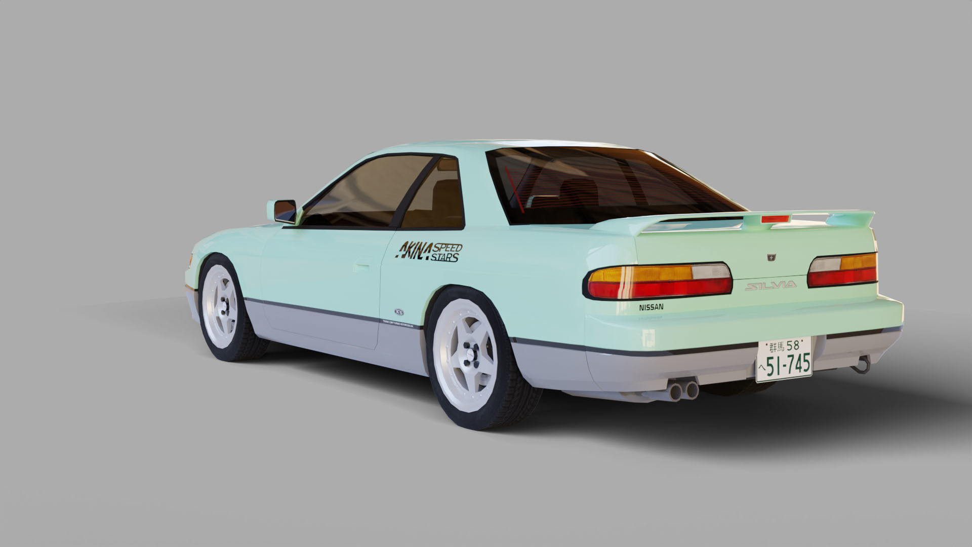 Nissan Silvia S13 Iketani style Low-poly 3D model_5