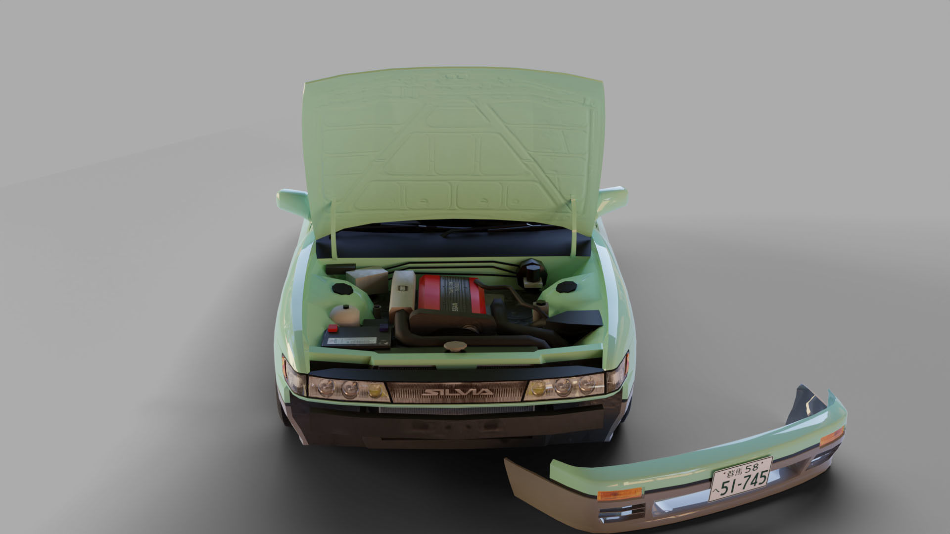 Nissan Silvia S13 Iketani style Low-poly 3D model_12
