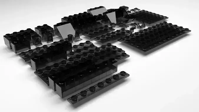 Black Glass Lego Bricks Set