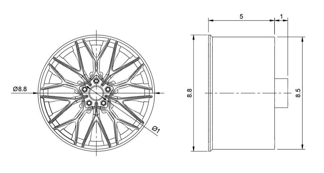 HRE P200 RIMS FOR DIECAST 64 SCALE  3D print model_3