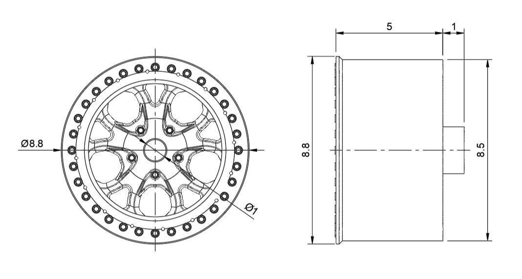 REKON B58B RIMS FOR DIECAST 64 SCALE 3D print model_3