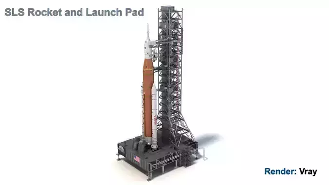 SLS Rocket and Launch Pad 3D model