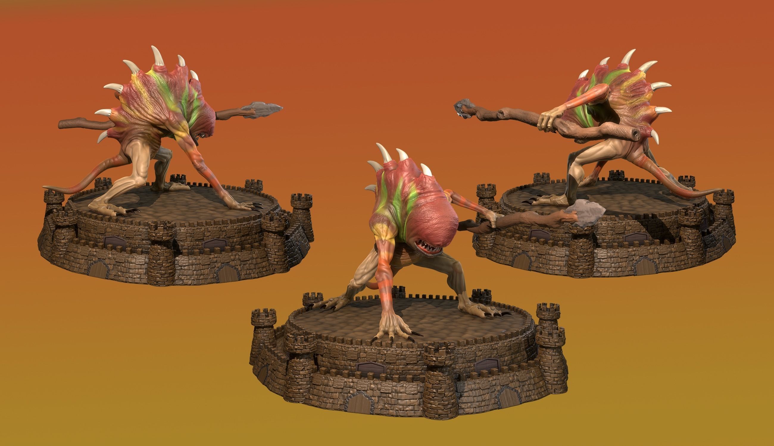 Heroes 3 Infernal Troglodyte and Shakti Dungeon  3D print model_1