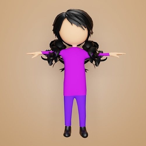 STICK WOMEN CHARACTER Low-poly 3D model
