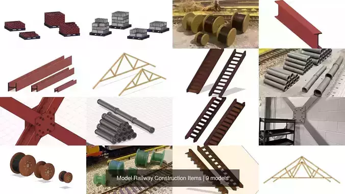 Model Railway Construction Items 3D Model Collection