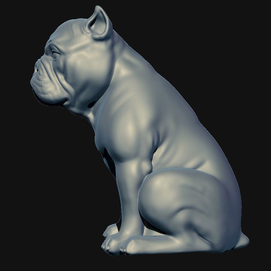 Short Bulldog sculpture 3D model_2
