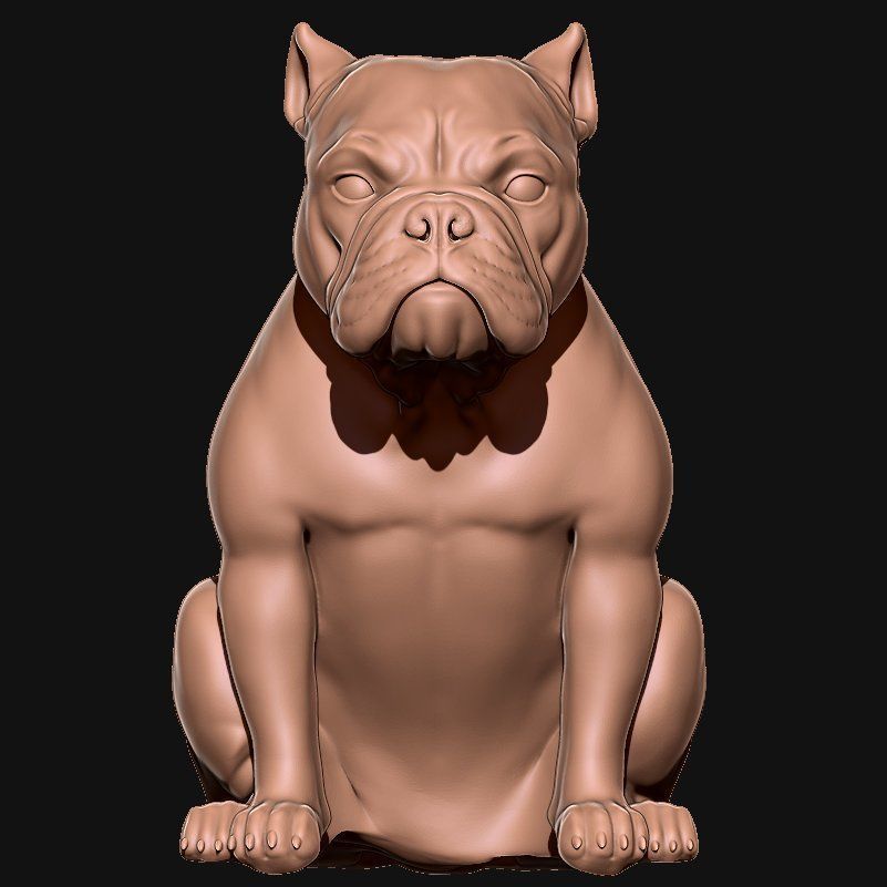 Short Bulldog sculpture 3D model_1