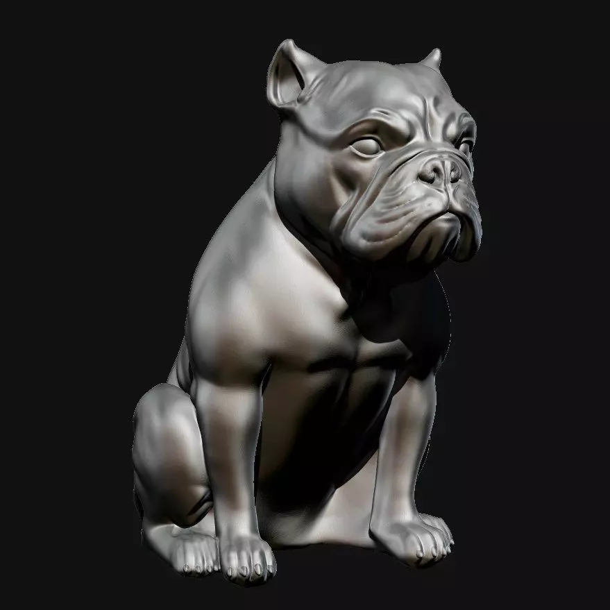 Short Bulldog sculpture 3D model_0