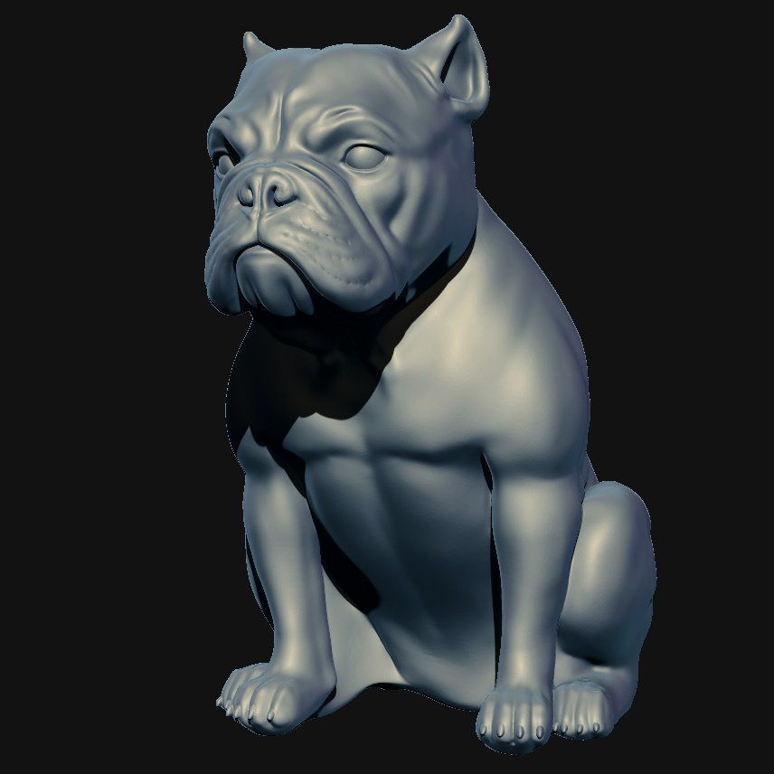 Short Bulldog sculpture 3D model_3