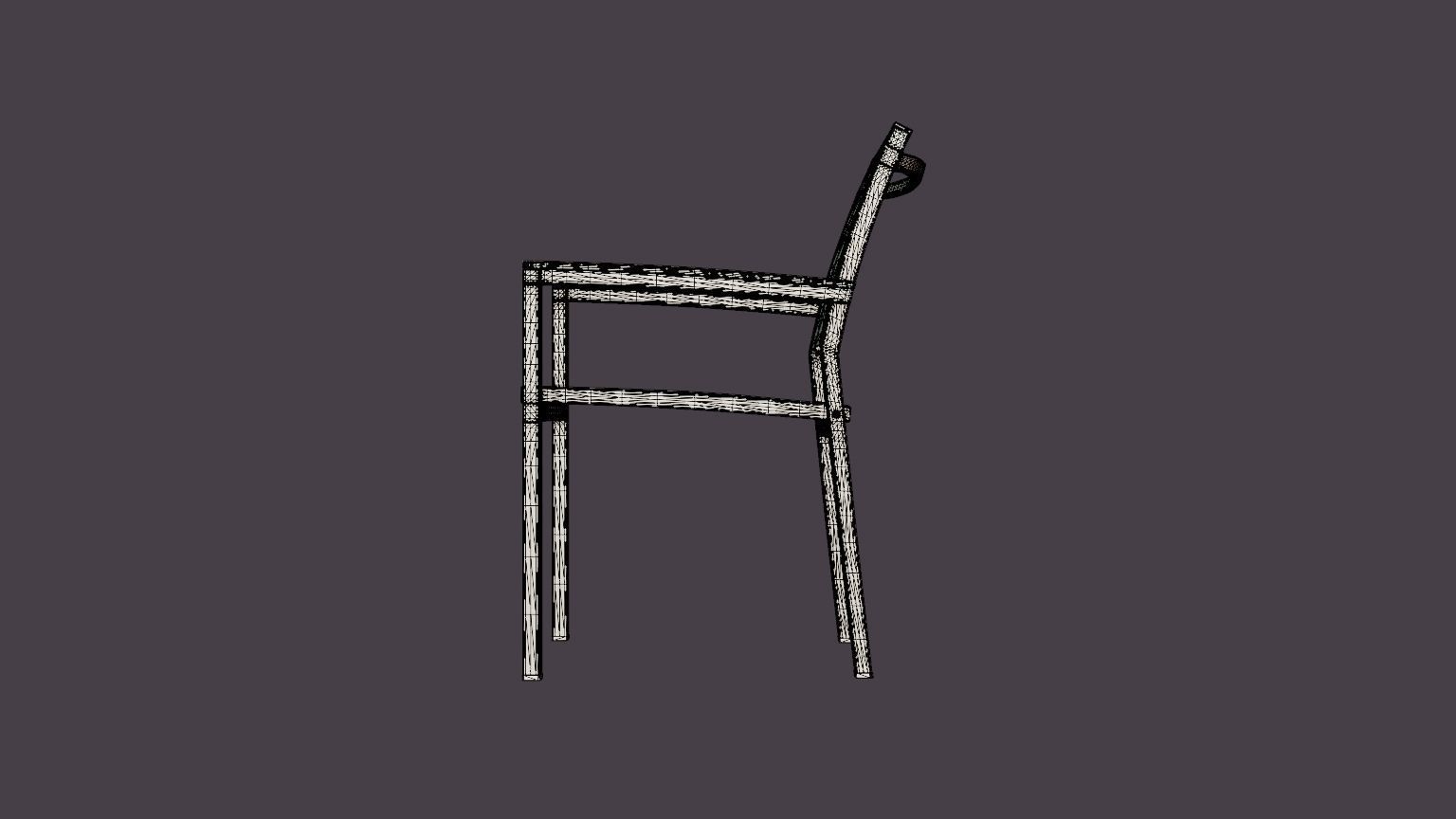 Twin stacking chair Low-poly 3D model_7