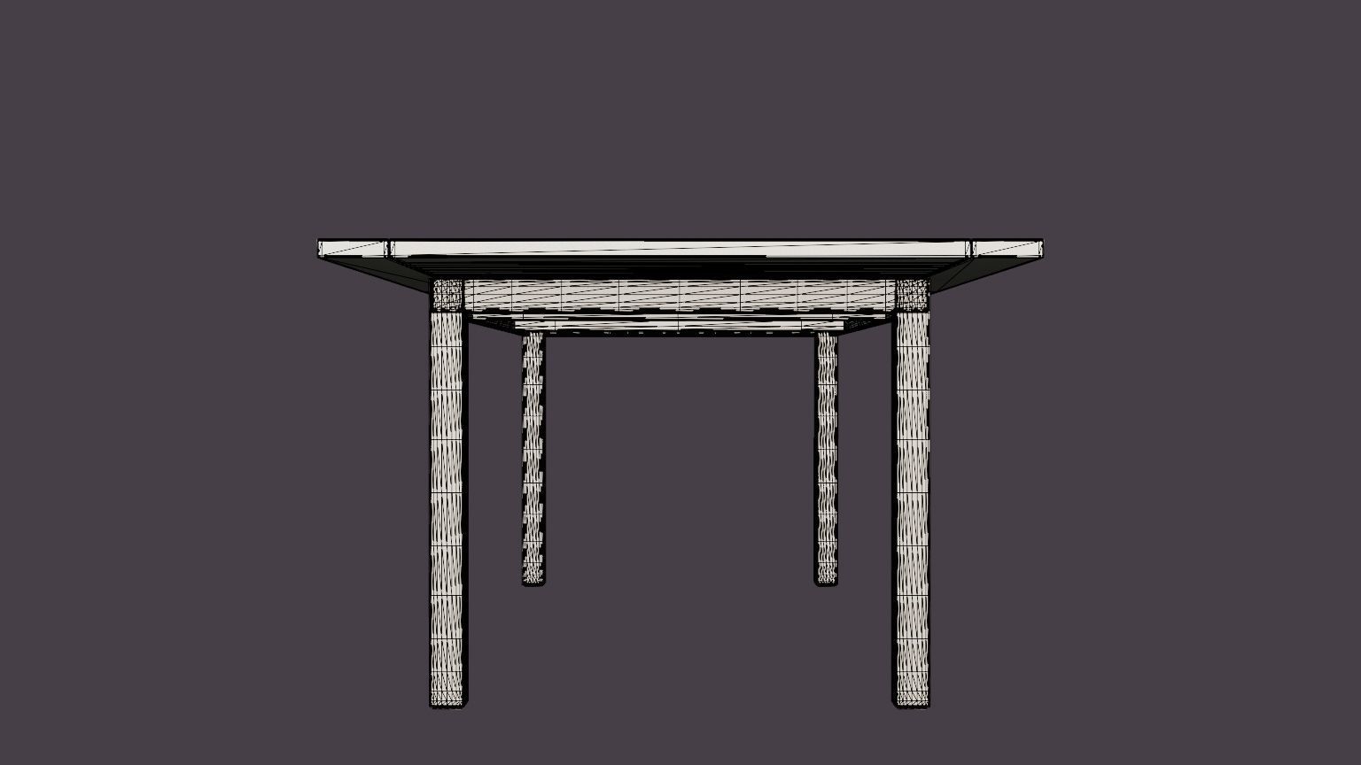 Twin dining table Low-poly 3D model_5
