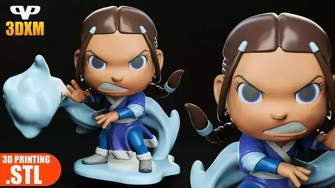 Katara Chibi STL for 3D Printing 3DXM ChibiSTL