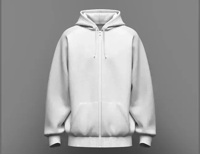 Mens Raglan Oversized Front Zip Hoodie