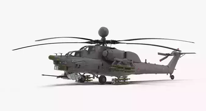 Mi-28N Gray Low-poly 3D model