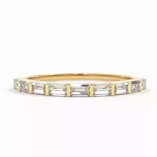7 Stone Baguette Natural Diamond Wedding Ring Zircon Minimalist