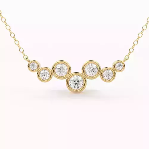 Bezel Floating Diamond Pendant Gold Zircon Layering Necklace 3D