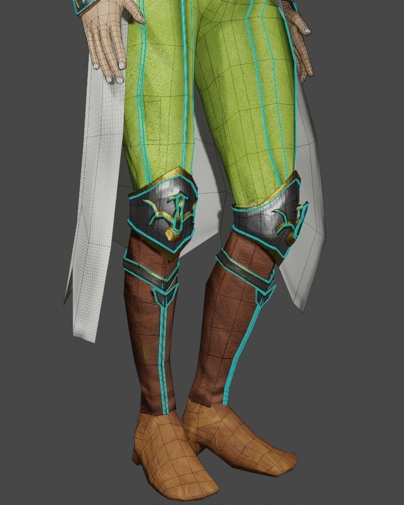 3D Game NPC - Female Elf Low-poly 3D model_15