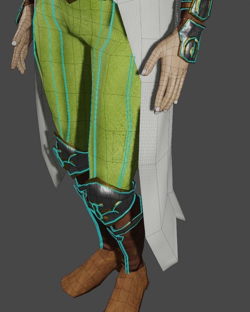 3D Game NPC - Female Elf Low-poly 3D model_14