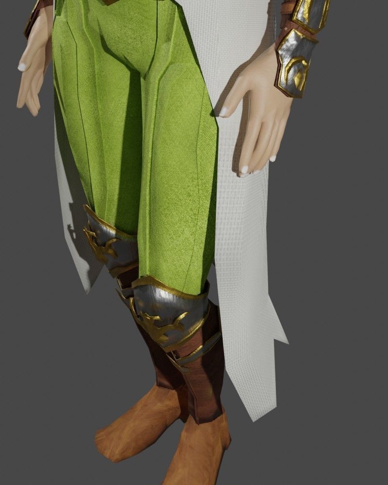 3D Game NPC - Female Elf Low-poly 3D model_6