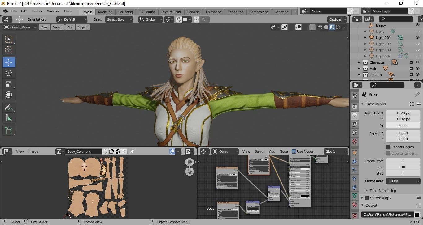 3D Game NPC - Female Elf Low-poly 3D model_21