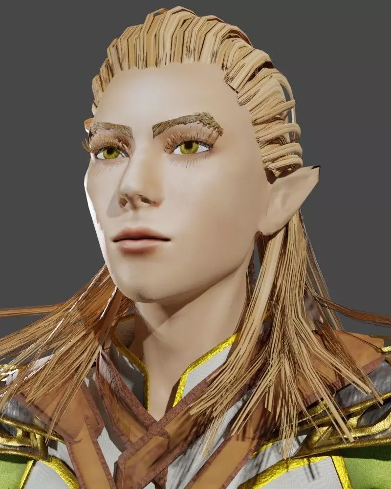 3D Game NPC - Female Elf Low-poly 3D model_0