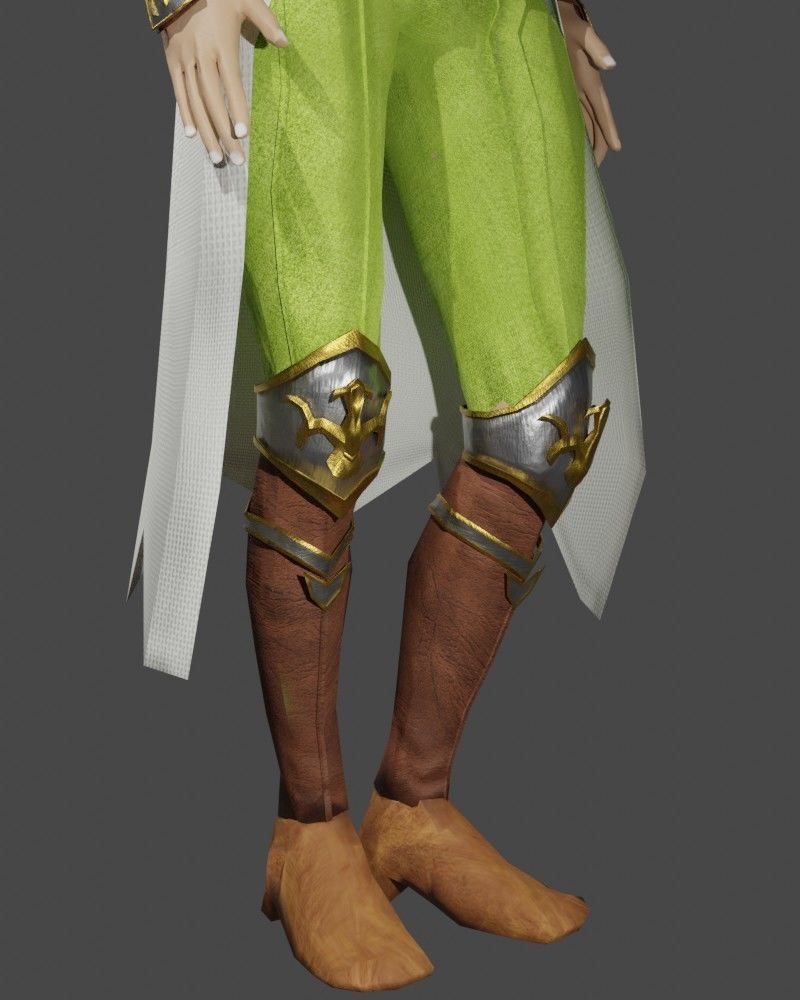 3D Game NPC - Female Elf Low-poly 3D model_7