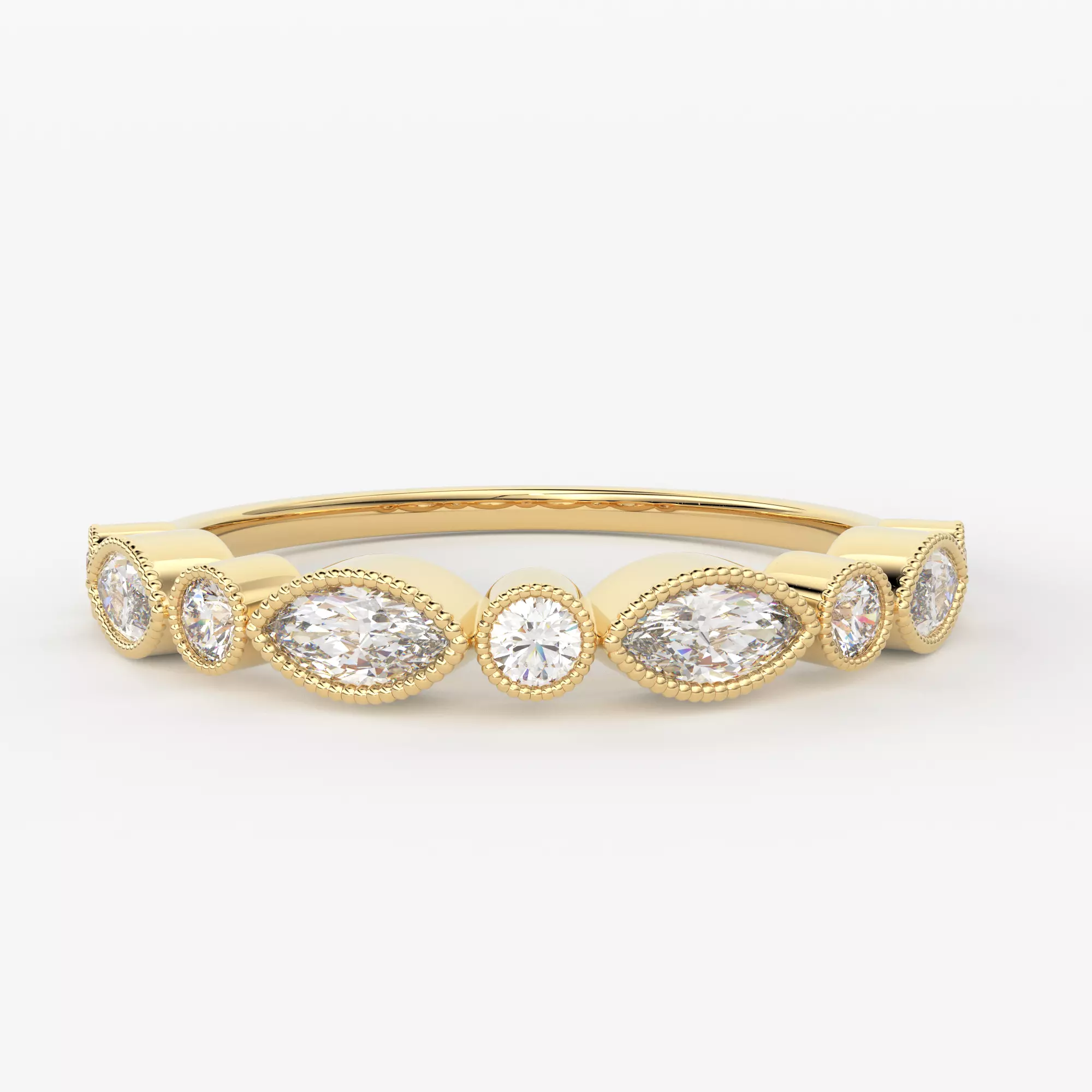 9 Stone Marquise Round Natural Diamond Wedding Ring Zircon Band 3D print model