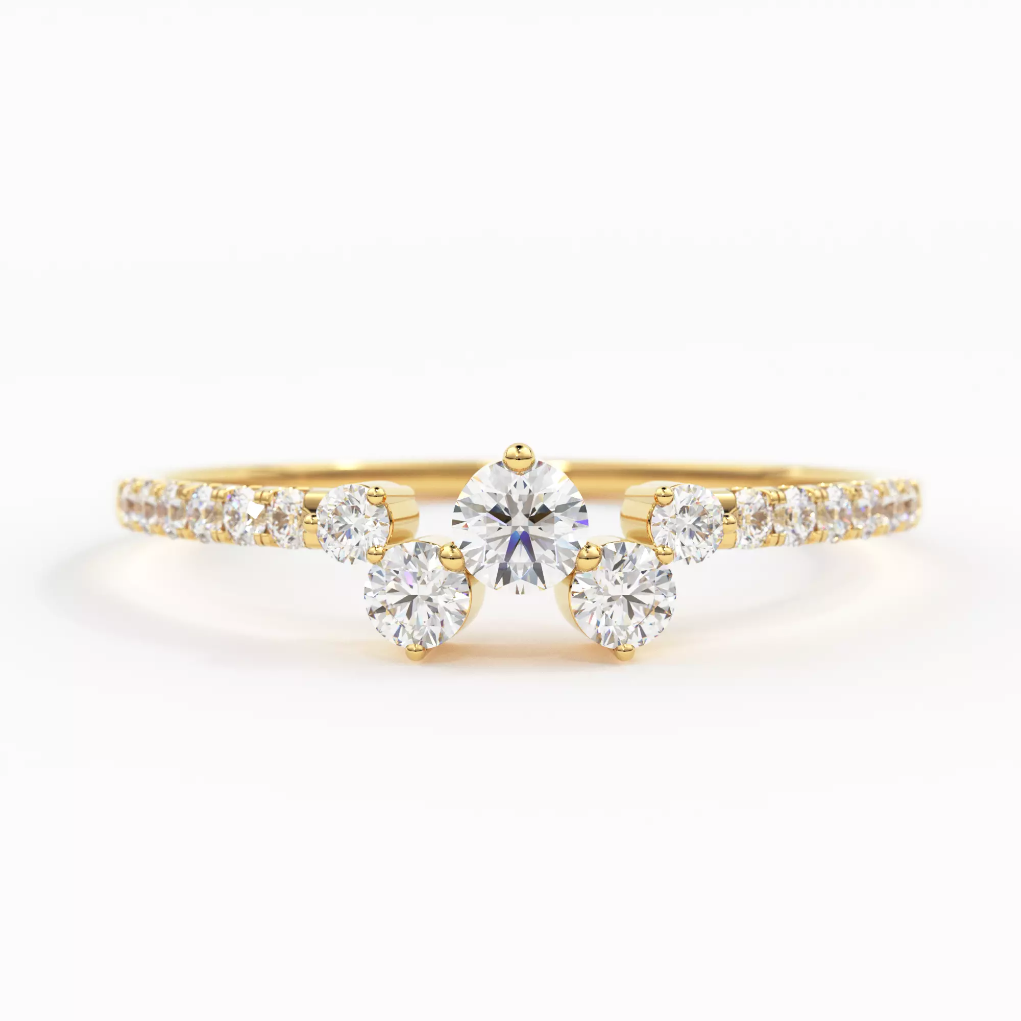 Diamond Cluster Stackable Ring Bridal Wedding Zircon Band 3D print model