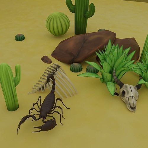 Scorpion Animated With Desert Environment Low-poly 3D model