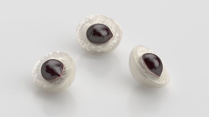 Half Peeled Longan Fruit 3D model 4
