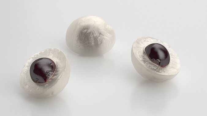 Half Peeled Longan Fruit 3D model 5