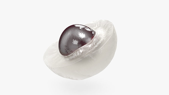 Half Peeled Longan Fruit 3D model 6