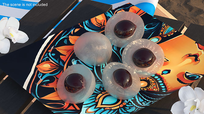Half Peeled Longan Fruit 3D model 3