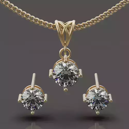 Lux set pendant earrings  gold jewelry printable 3D model