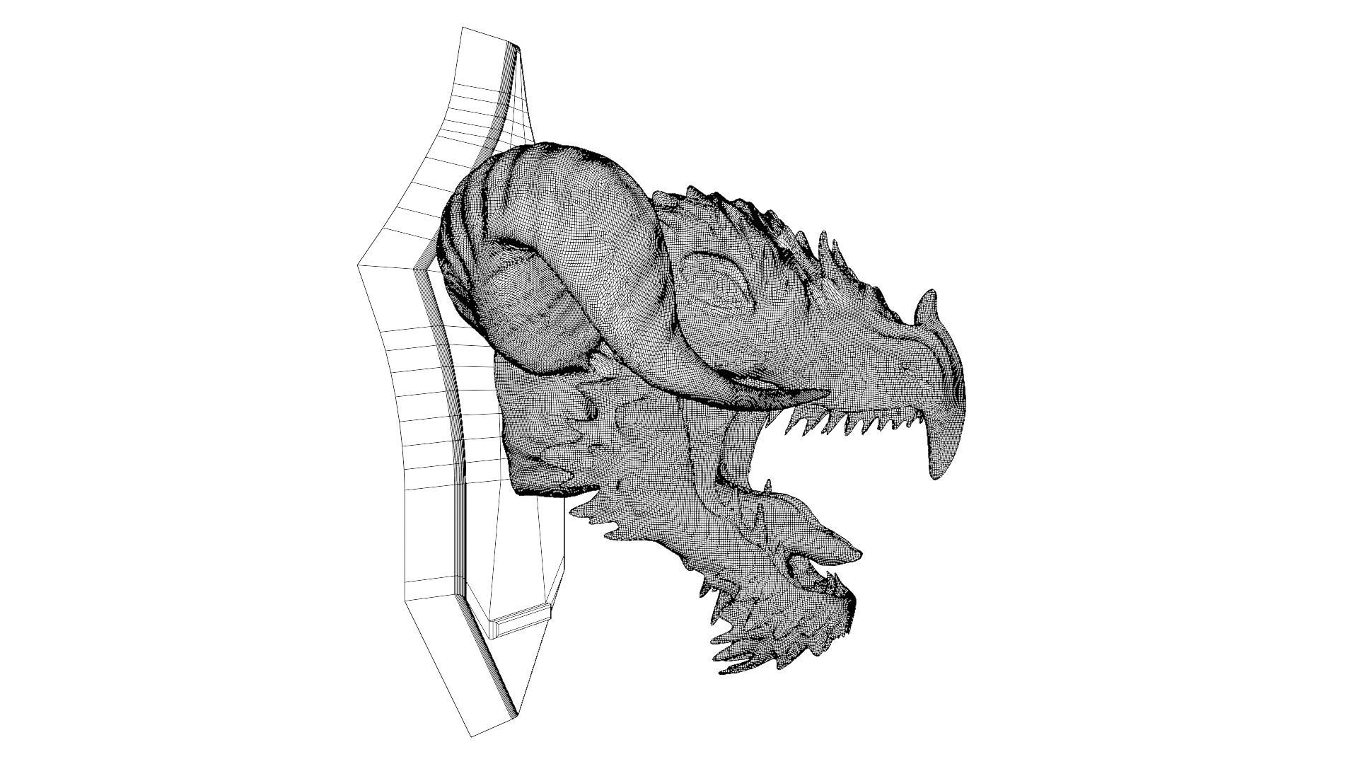 Golden Dragon Head Trophy 3D model_25