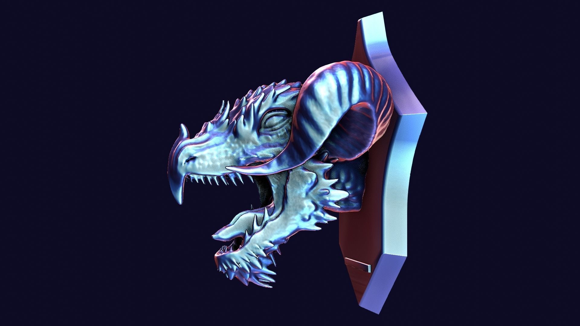 Golden Dragon Head Trophy 3D model_22